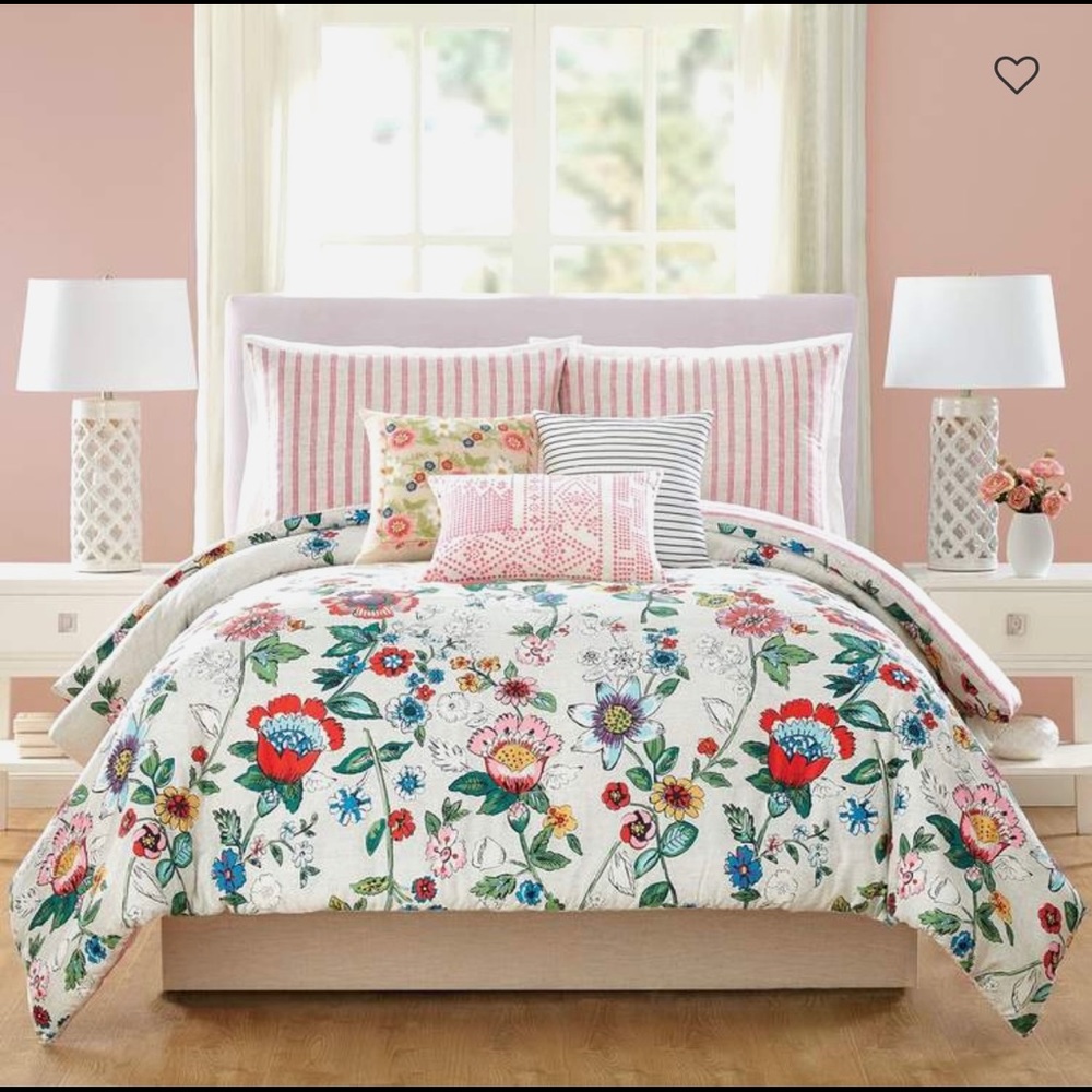 New! Vera Bradley Coral Floral Comforter Set King